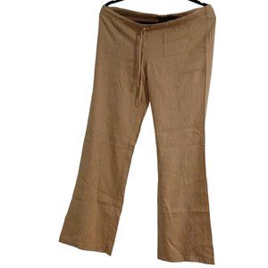 RAMPAGE CLOTHING CO WOMENS LINEN PANTS CASUAL WIDE LEG SIZE 1 US FLOWER AND LINE